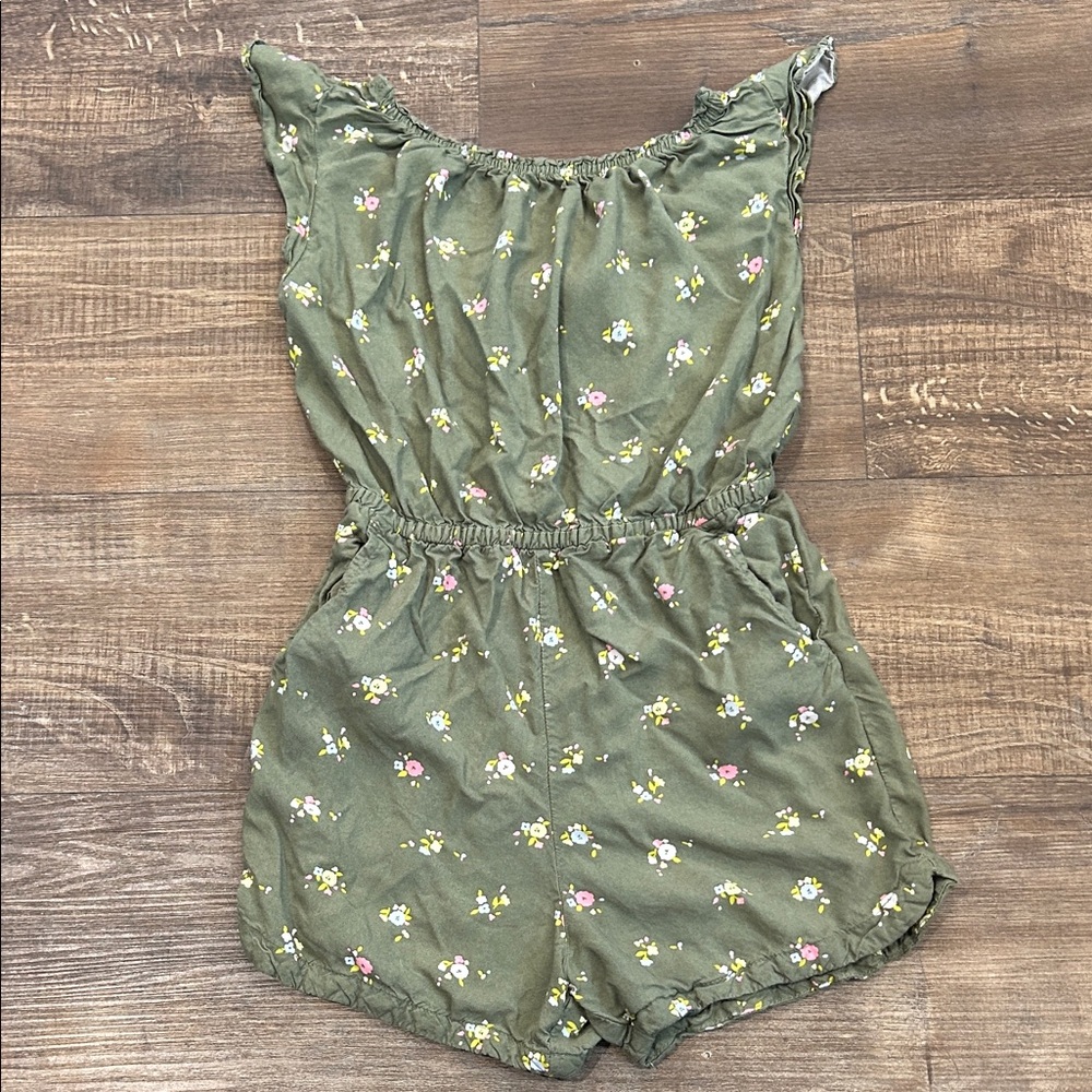 Floral Green Tie-Back Romper